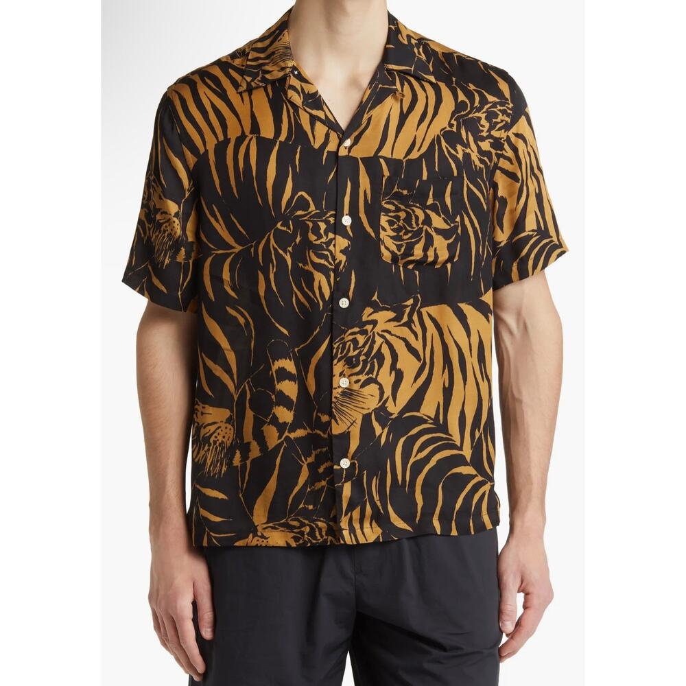 ALLSAINTS Wildcat Short Sleeve Button-Up Camp Shirt Relaxed Fit XL